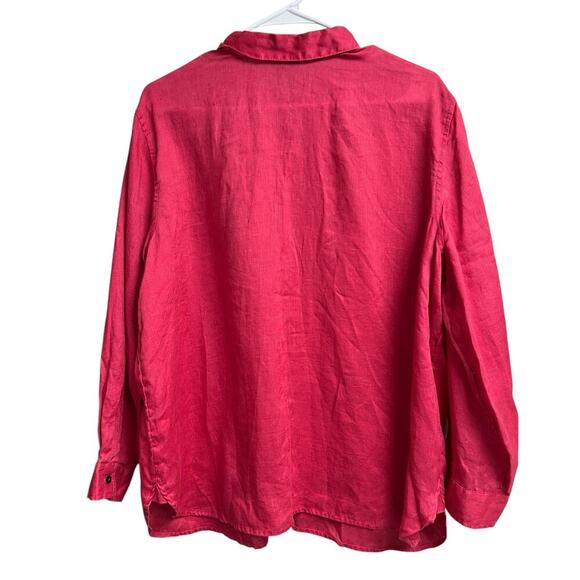 J.Jill Women's Fushia Linen Button Down Long Sleeve Shirt Large Petite - Picture 8 of 8